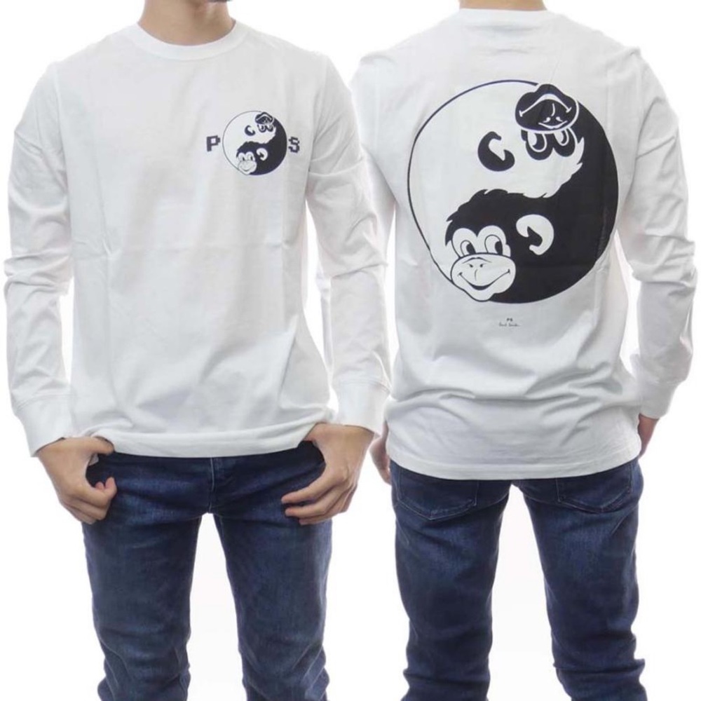 Paul Smith White /Black - Yin & Yang Long Sleeve T-Shirt M2R-828R-GP3039 - NWT